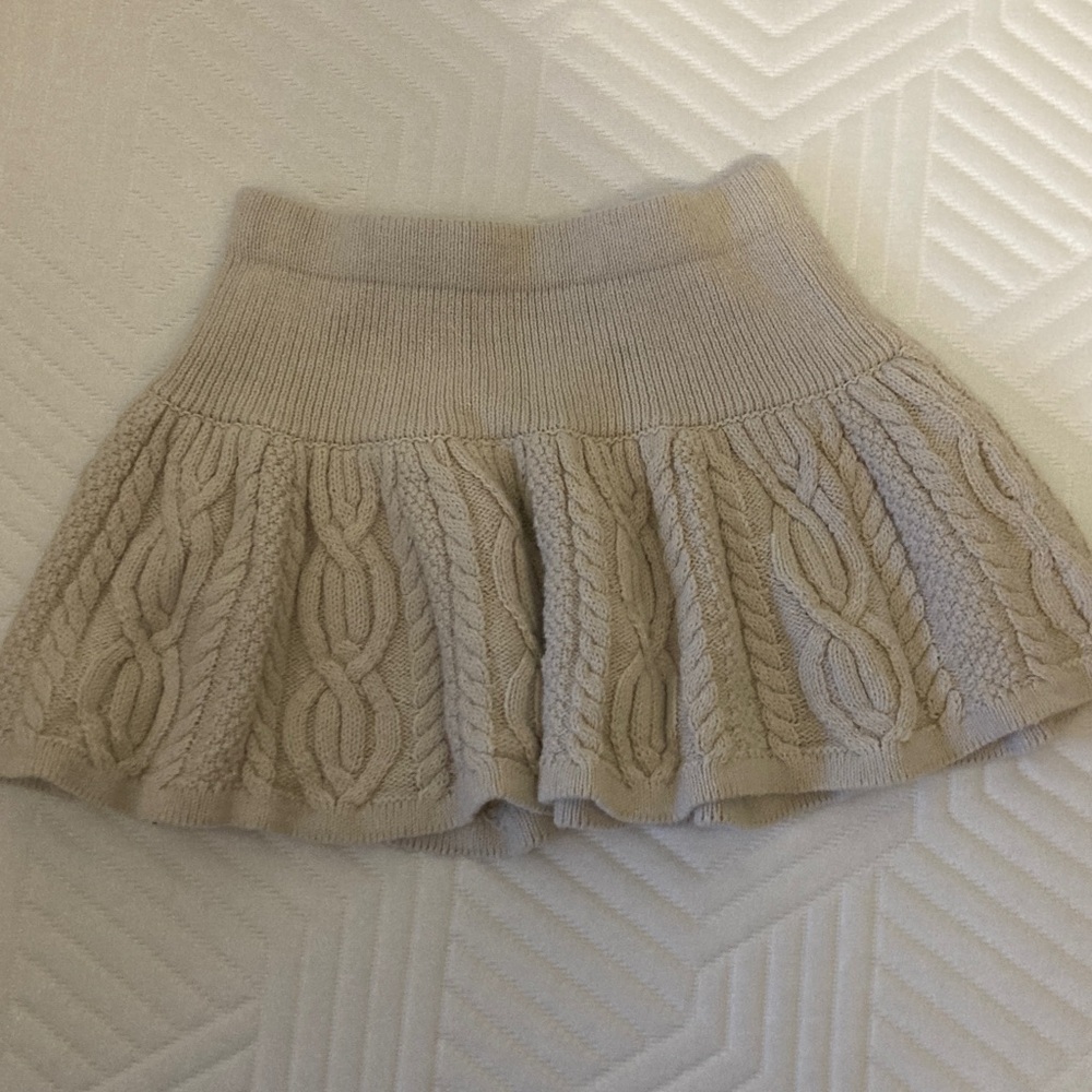 Kids 4T Cable Knit Beige Skirt sweater mini flare skirt cream neutral girls - Picture 2 of 5